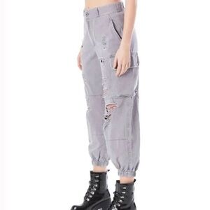 Carmar NWT Grey Distressed Hi-Rise Cargo Pants